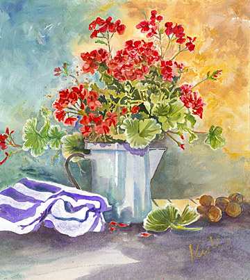 Geraniums in Pitcher